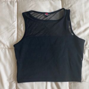 Black sheer crop top